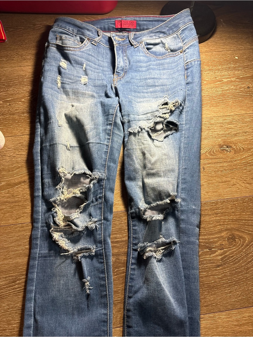 Wax Jean Women’s Ripped Light Blue Boyfriend Jeans